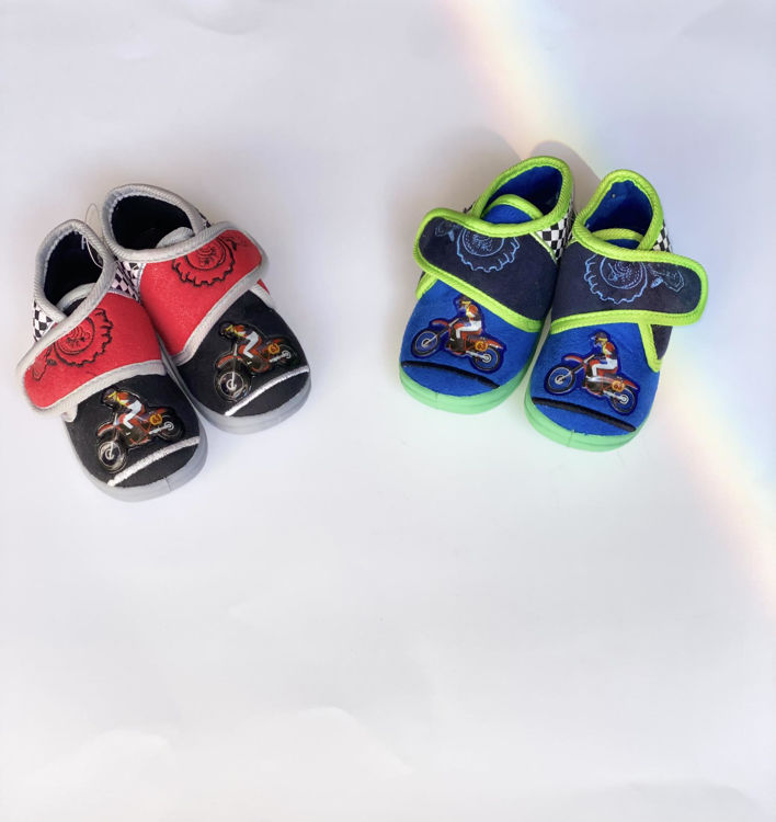 Picture of 0364- BOYS BED SLIPPERS ON MOTORCYCLE  WITH VELCRO